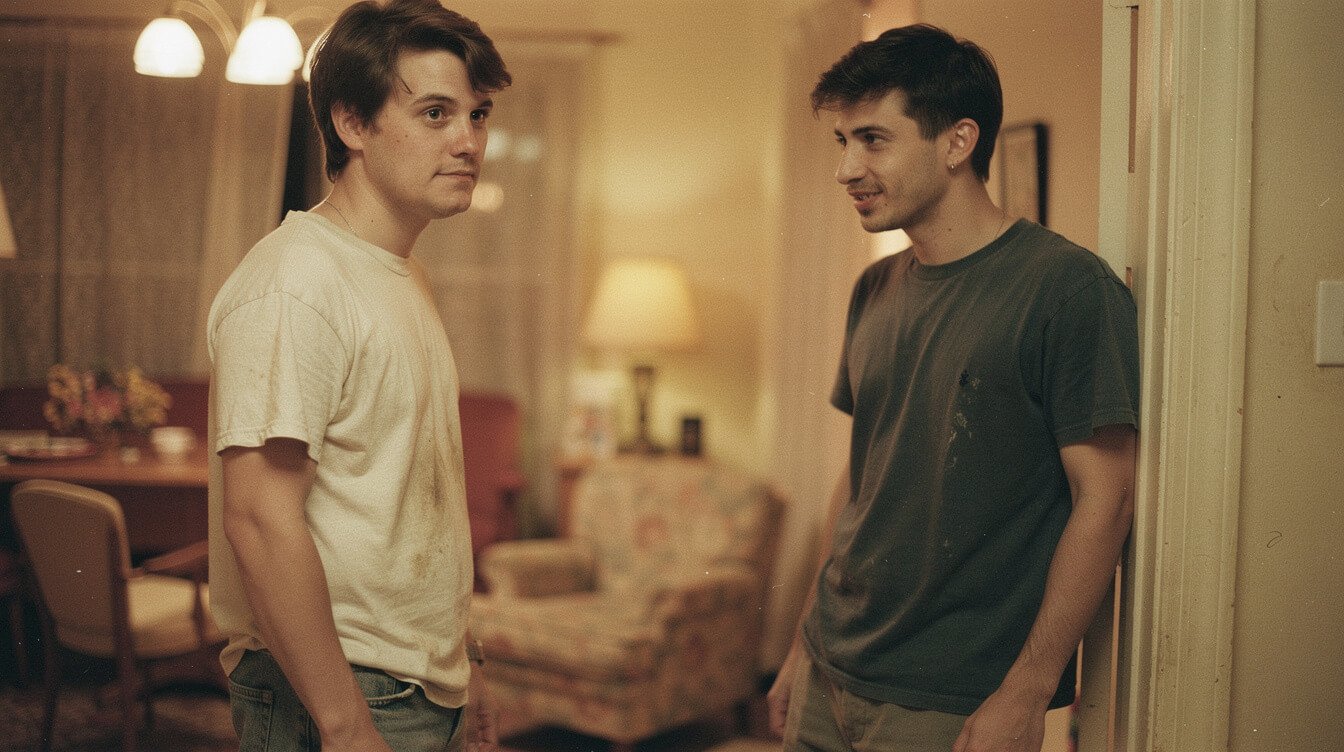 two friends recognizing each other's retro style