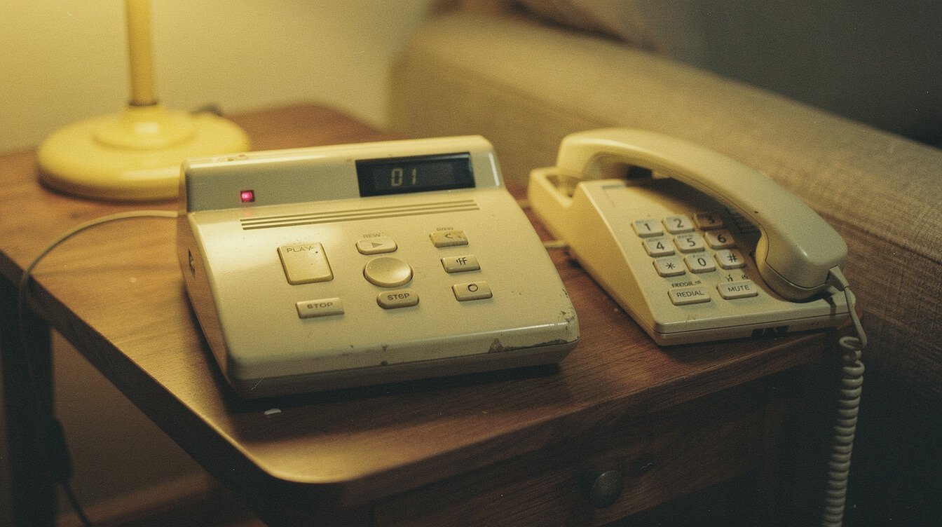 answering machine and corded phone from the 90s