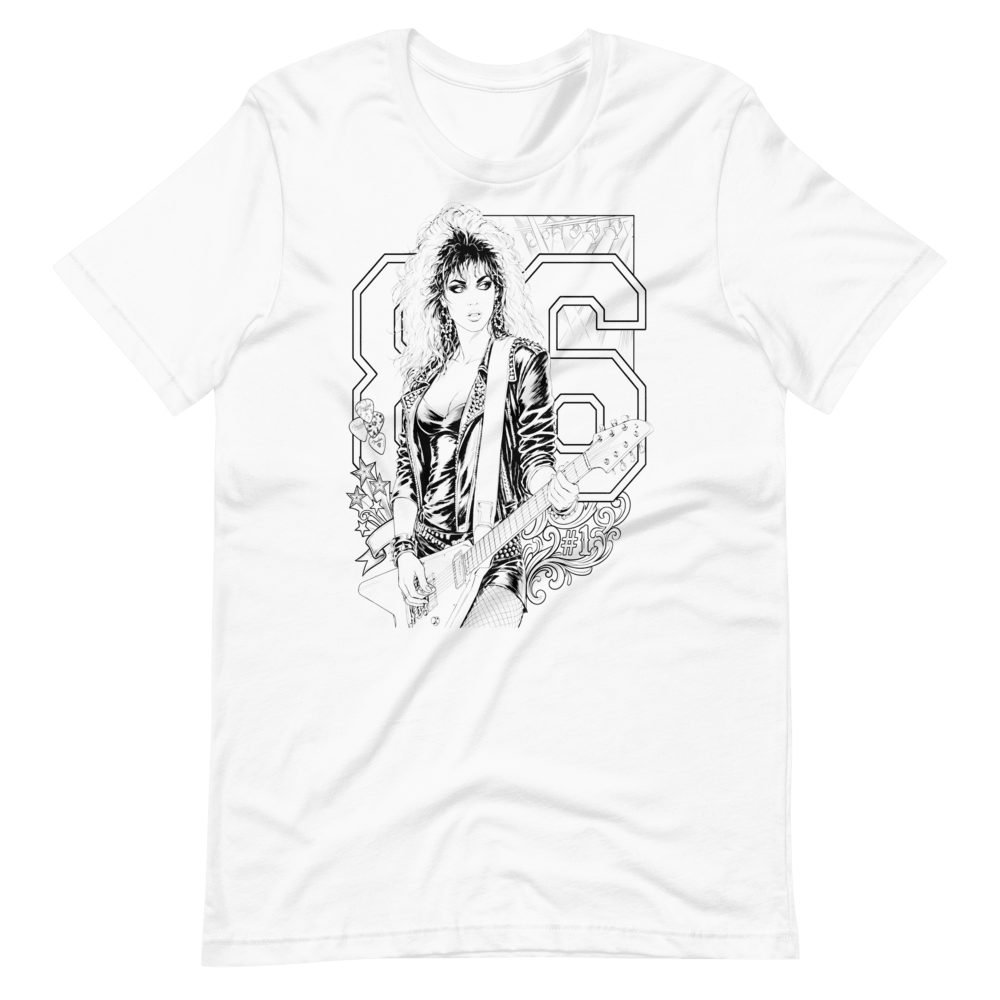 80s rock girl guitar anime art