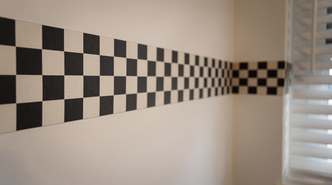 geometric checkerboard wallpaper border pattern, close-up, no text