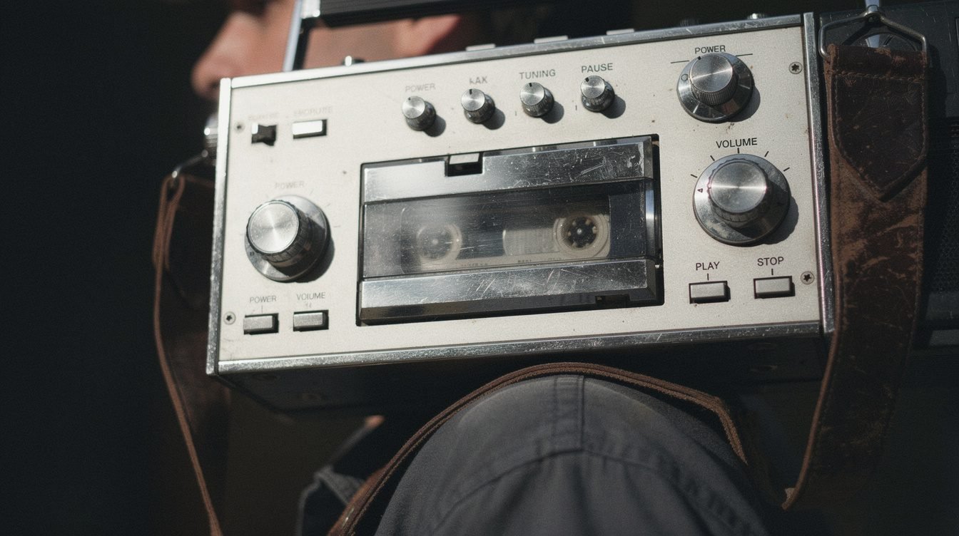 boombox shoulder carry old school hip hop culture
